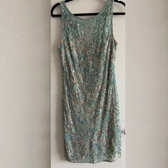 Aidan Matrix Beaded Sequin Sheath Dress - Picture 2 of 3